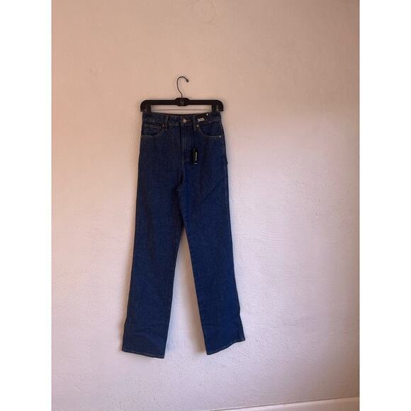 Express x Simon Spurr Super High Waisted Dark Indigo Straight Leg Jean - Picture 4 of 10